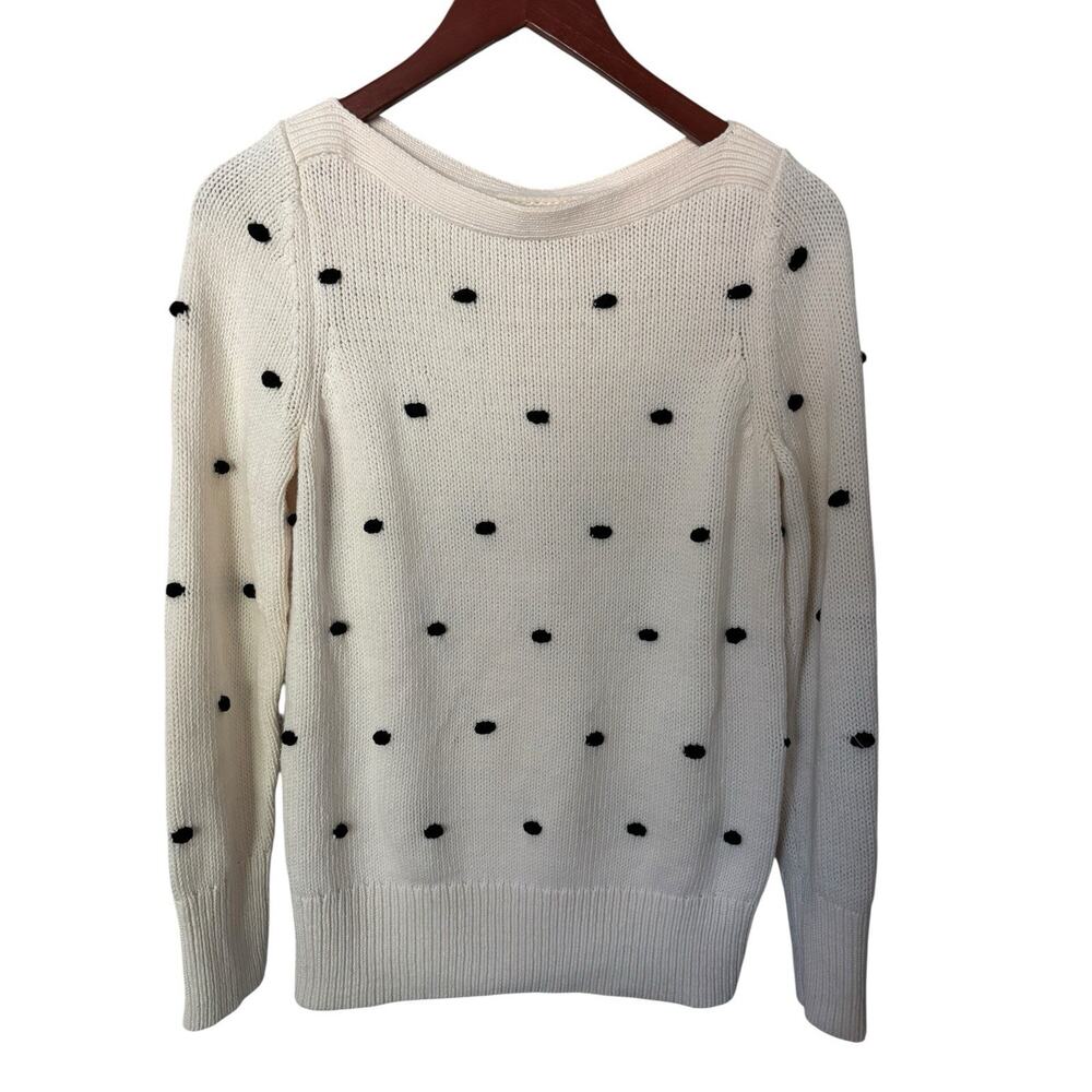 Loft Sz Small Knit Cotton Bobble Dot Sweater Preppy Casual Polk a Dot - Picture 2 of 8